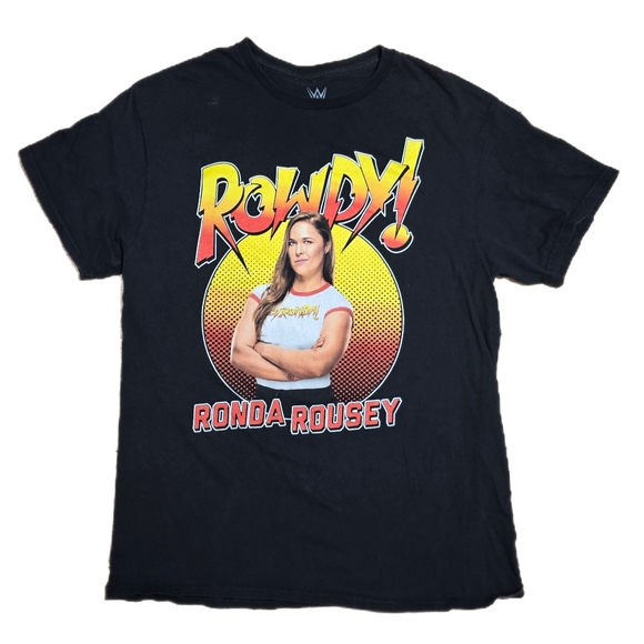 WWE 2018 Rowdy! Ronda Rousey Ripple Junction Black T-Shirt Tee Unisex Size M - Picture 2 of 6